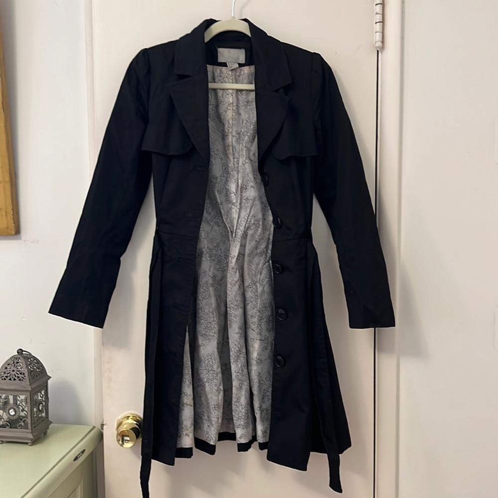 H&M Black Trench Coat Size 2